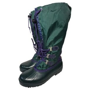 Sorel Winter Snow Boots Mens 6 Green Purple Made In Canada Felt Lined